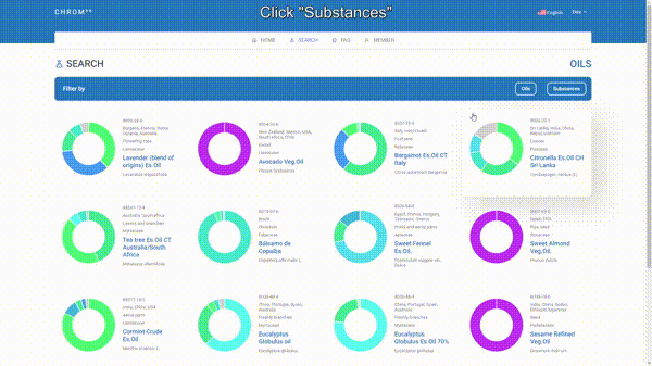 2. Start searching by SUBSTANCE